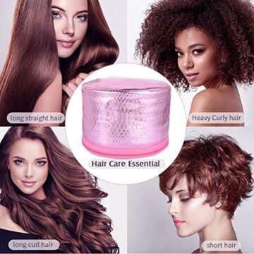 Heat Cap Hair Deep Conditioning - Heating Thermal Steamer Cap Electric Hot Treatment Cap for Natural Black Afro Hair Heated Hair Care Spa Hat for Home Use with 2 Mode Temperature Control - Bright Pink