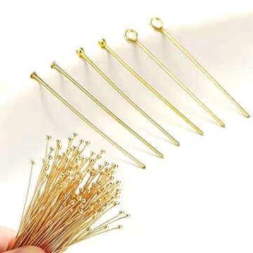 600 Pcs Gold Head Pins for Jewelry Making Supplies Craft Earring Bracelet Jewelry Making Accessories...