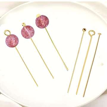 600 Pcs Gold Head Pins for Jewelry Making Supplies Craft Earring Bracelet Jewelry Making Accessories Supplies(50MM)