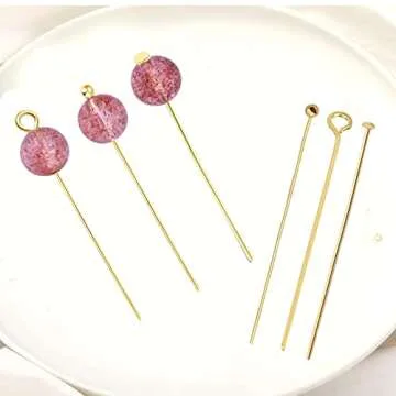 600 Pcs Gold Head Pins for Jewelry Making Supplies Craft Earring Bracelet Jewelry Making Accessories Supplies(50MM)