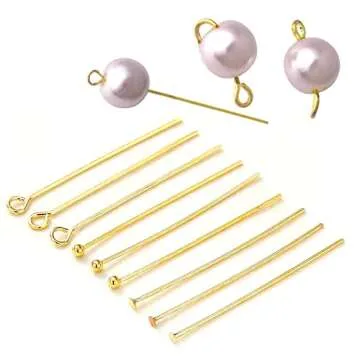 600 Pcs Gold Head Pins for Jewelry Making Supplies Craft Earring Bracelet Jewelry Making Accessories Supplies(50MM)