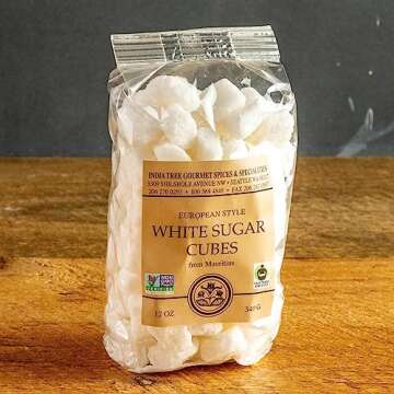 India Tree Rough Cut Mauritius White Sugar Cubes, 1.1 Pound Jar, Unrefined Sugar Cube, Kosher, Non GMO