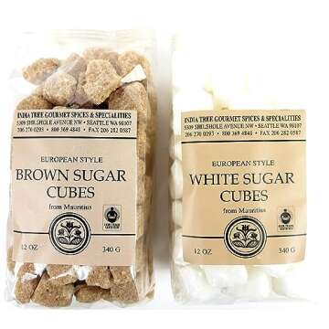 India Tree Rough Cut Mauritius White Sugar Cubes, 1.1 Pound Jar, Unrefined Sugar Cube, Kosher, Non GMO