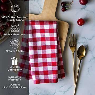 Candy Cottons Red & White Cotton Napkins Set of 6
