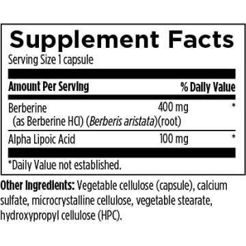 Designs for Health Berberine Synergy - Berberine HCL 400mg + Alpha Lipoic Acid (ALA) for Metabolism, Heart Health + Liver Support - Vegan, Non-GMO Berberine Supplement (60 Capsules)