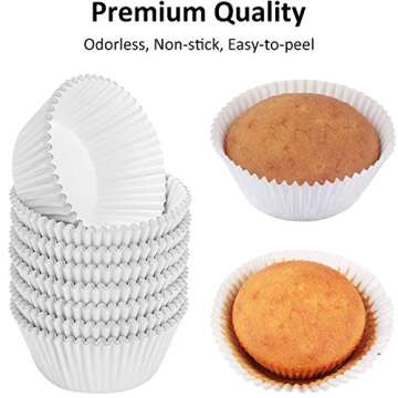 Caperci White Foil Cupcake Liners Standard Muffin Wrappers 150-Pack - Premium Greaseproof & Sturdy Cupcake Papers for Baking