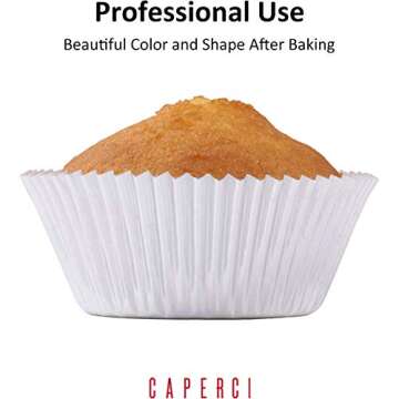 Caperci White Foil Cupcake Liners Standard Muffin Wrappers 150-Pack - Premium Greaseproof & Sturdy Cupcake Papers for Baking