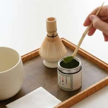 Matcha Whisk Set, Ceramic Matcha Bowl & Whisk Holder, Bamboo Accessory, Modern Design (Matte Crème)