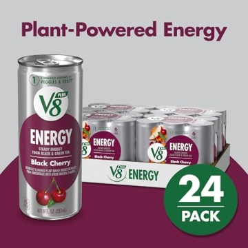 V8 +Energy Black Cherry Juice Energy Drink – 24 Pack