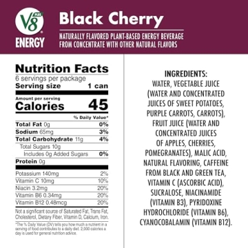 V8 +Energy Black Cherry Juice Energy Drink – 24 Pack