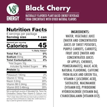 V8 +Energy Black Cherry Juice Energy Drink – 24 Pack