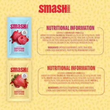 Chia Smash Single Serve Jam Packets | Variety 12-Pack | Natural, Keto & No Sugar Added | Vegan & Upcycled Fruit Spread | Low-Calorie, Superfood Snack | Single-Serve (12 Packets)