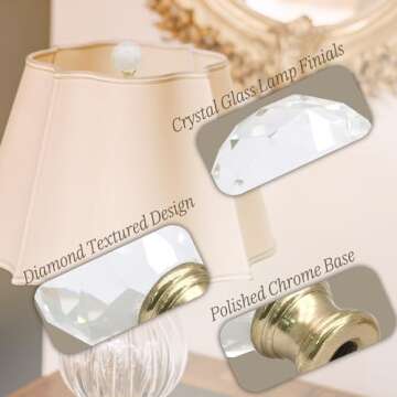 Biaungdo 2 Pack Crystal Lamp Finial, Clear Lamp Finial Cap Knob Diamond Lamp Shade Finial Glass Lamp Screw Top Lamp Decoration for Lamp Shade, with 1/4-27 Inch Gold Base