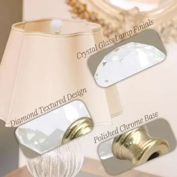 Biaungdo 2 Pack Crystal Lamp Finial, Clear Lamp Finial Cap Knob Diamond Lamp Shade Finial Glass Lamp Screw Top Lamp Decoration for Lamp Shade, with 1/4-27 Inch Gold Base