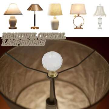 Biaungdo 2 Pack Crystal Lamp Finial, Clear Lamp Finial Cap Knob Diamond Lamp Shade Finial Glass Lamp Screw Top Lamp Decoration for Lamp Shade, with 1/4-27 Inch Gold Base
