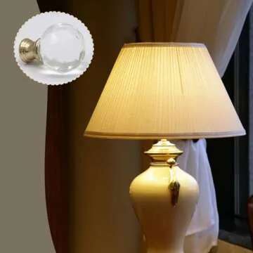 Biaungdo 2 Pack Crystal Lamp Finial, Clear Lamp Finial Cap Knob Diamond Lamp Shade Finial Glass Lamp Screw Top Lamp Decoration for Lamp Shade, with 1/4-27 Inch Gold Base