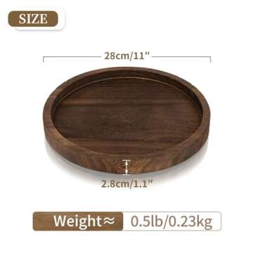 Hanobe Round Wood Candle Tray: Rustic Wooden Candle Holder Distressed Pillar Stand Farmhouse Tea Light Plate Base for Living Room Coffee Table Centerpiece for Kitchen Counter Bathroom Home Decor,11.8"