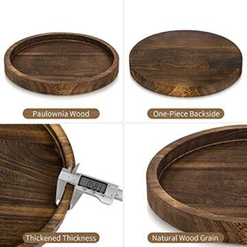 Hanobe Round Wood Candle Tray: Rustic Wooden Candle Holder Distressed Pillar Stand Farmhouse Tea Light Plate Base for Living Room Coffee Table Centerpiece for Kitchen Counter Bathroom Home Decor,11.8"