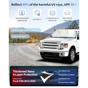 Windshield Sun Shade for 2015-2020 Ford F150 Lariat, King Ranch, Platinum, XL XLT Limited Raptor Acc...