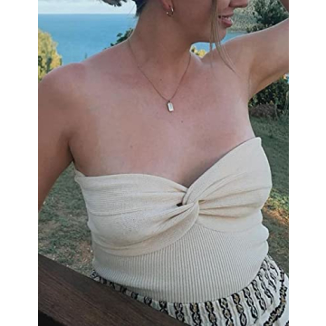 MISSACTIVER Sexy Twist Front Knitted Tube Top for Women