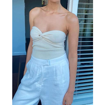MISSACTIVER Sexy Twist Front Knitted Tube Top for Women