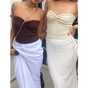 MISSACTIVER Sexy Twist Front Knitted Tube Top for Women