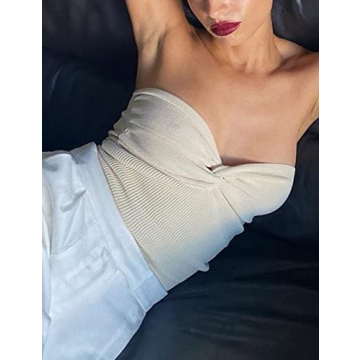 MISSACTIVER Sexy Twist Front Knitted Tube Top for Women