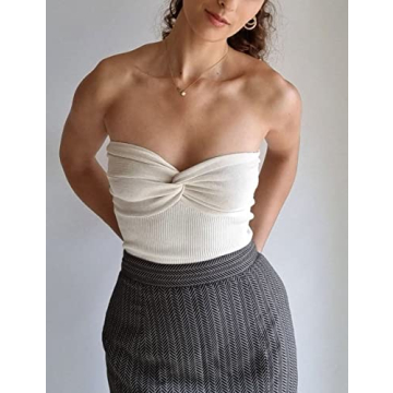 MISSACTIVER Sexy Twist Front Knitted Tube Top for Women