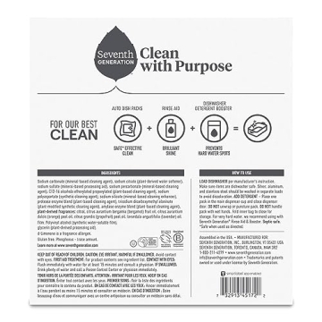 Seventh Generation Power+ Dishwasher Packs Fresh Citrus 70 Count