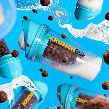 CRUNCHCUP Standard Blue - Portable Plastic Cereal Cups for Breakfast On the Go, To Go Cereal and Milk Container for your favorite Breakfast Cereals, No Spoon or Bowl Required