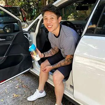 CRUNCHCUP Standard Blue - Portable Plastic Cereal Cups for Breakfast On the Go, To Go Cereal and Milk Container for your favorite Breakfast Cereals, No Spoon or Bowl Required