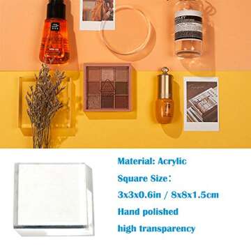 Clear Polished Acrylic Square &Round Display Base Blockfor Jewelry Ring Stand Showcase Holder Flat L...