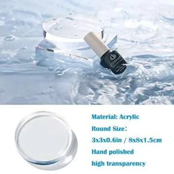 Clear Polished Acrylic Square &Round Display Base Blockfor Jewelry Ring Stand Showcase Holder Flat Lay Photography Props，2 Pack