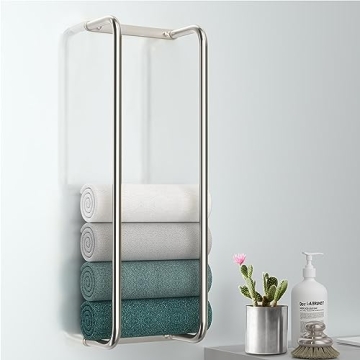 Rxvotocr Stainless Steel Wall-Mounted Towel Rack – Ideal for Space-Saving Bathroom Solutions