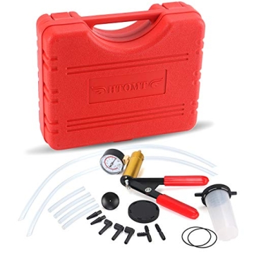 HTOMT 2 in 1 Brake Bleeder Kit Hand held Vacuum Pump Test Set for Automotive with Protected Case,Ada...