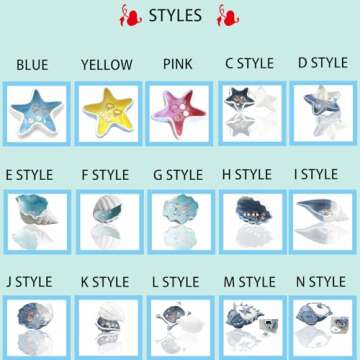 ZGRTZH Ceramic Starfish Jewelry Dish Tray Pink Shell Jewelry Holder Ring Holder Trinket Dish Ocean C...