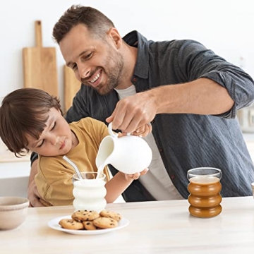 Stylish Ribbed Glass Set with Straws - 4 Pcs