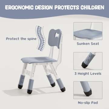 Brelley Kids Adjustable Table and Chairs for Ages 2-10