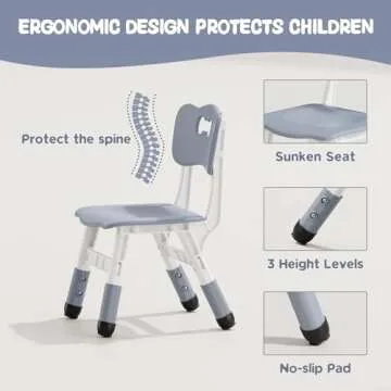 Brelley Kids Adjustable Table and Chairs for Ages 2-10