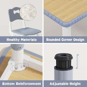 Brelley Kids Adjustable Table and Chairs for Ages 2-10