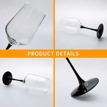 Elegant Ufrount Wine Glasses Set of 8 with Black Stem