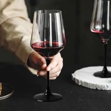 Elegant Ufrount Wine Glasses Set of 8 with Black Stem