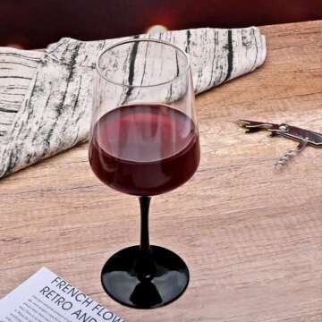 Elegant Ufrount Wine Glasses Set of 8 with Black Stem