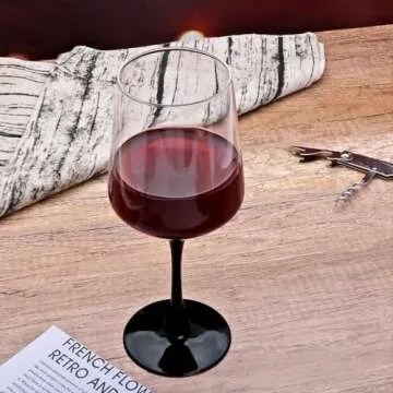 Elegant Ufrount Wine Glasses Set of 8 with Black Stem