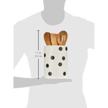 Kate Spade New York Deco Dot 4-piece Utensil Holder Set, 3.9 LB, White