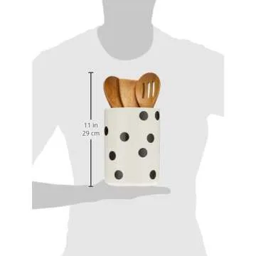 Kate Spade New York Deco Dot 4-piece Utensil Holder Set, 3.9 LB, White