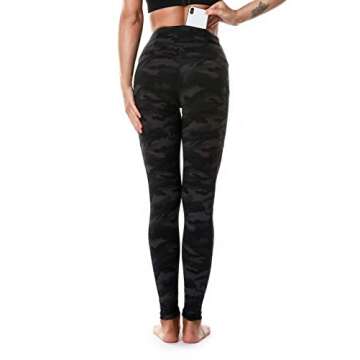 Ritiriko Women's Yoga Pants High Waisted Crop Workout Running Leggings with Side Pocketed Tummy Control