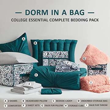 Comfort Spaces Dorm Essential Bed in A Bag Set