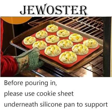 JEWOSTER 12 Cups Silicone Muffin Pan 2 Pack - Silicone Cupcake Pan Nonstick Silicone Molds Great for Making Muffin Cakes,Bread, Tart - BPA Free Baking Accessory