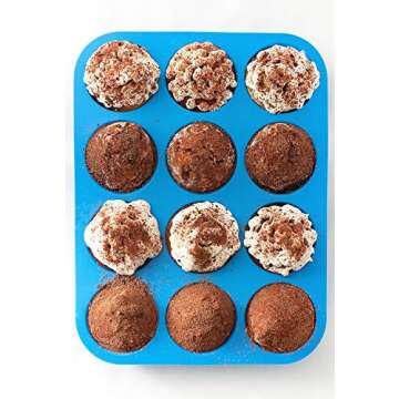 JEWOSTER 12 Cups Silicone Muffin Pan 2 Pack - Silicone Cupcake Pan Nonstick Silicone Molds Great for Making Muffin Cakes,Bread, Tart - BPA Free Baking Accessory